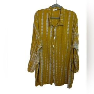 Stylepark1 Bali Yellow Tie Dye Long Sleeve Swim Cover Shirt Dress